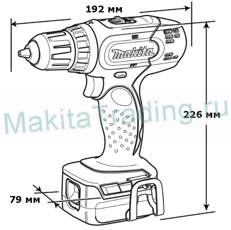 размеры шуруповерта makita ddf343she