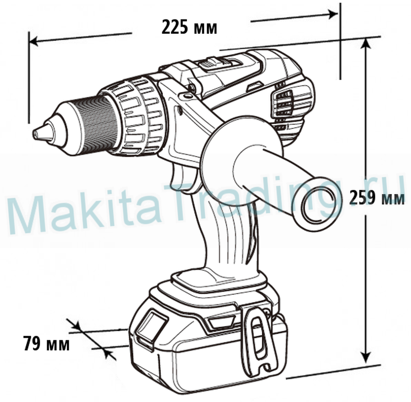 размеры шуруповерта makita ddf458